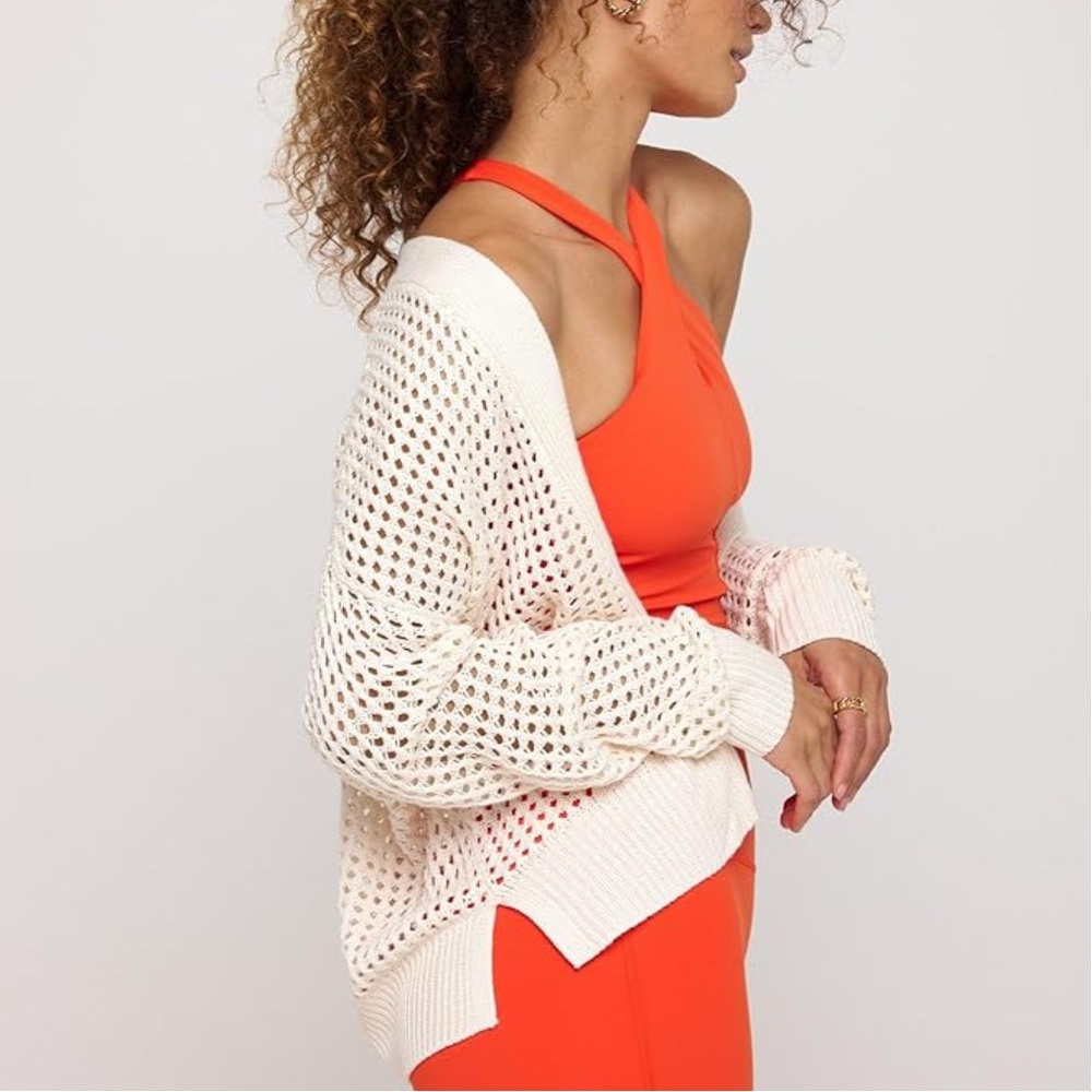 Spiritual Gangster Open Knit Cardigan Cream Cottagecore Lightweight Layering - Picture 3 of 14